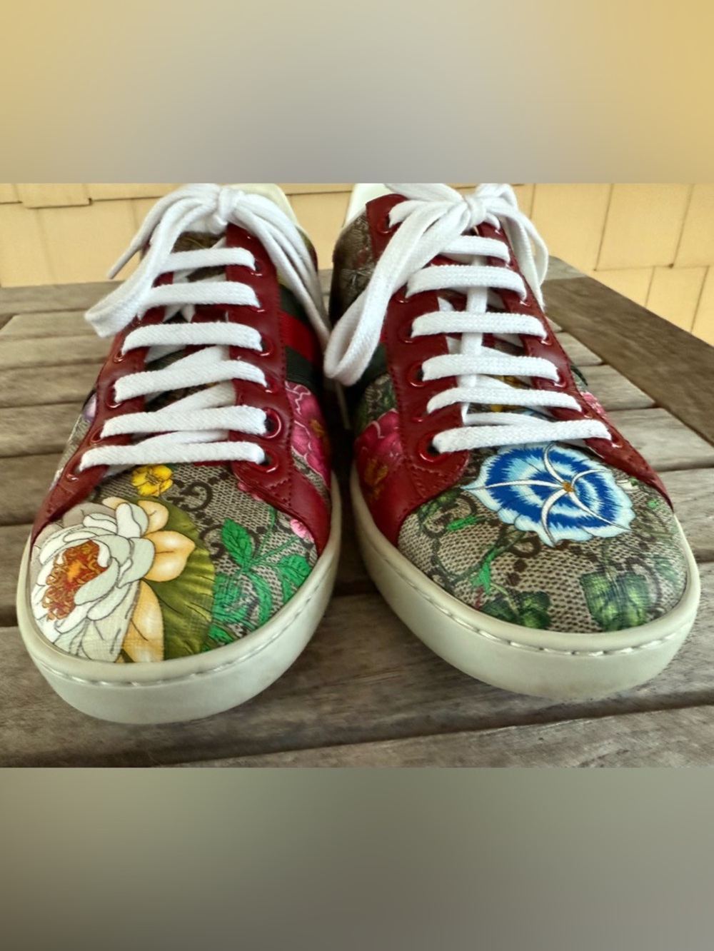 Gucci Ace Blooms GG Supreme Floral Sneakers 36.5 6.5 Full set w/box - Picture 8 of 16